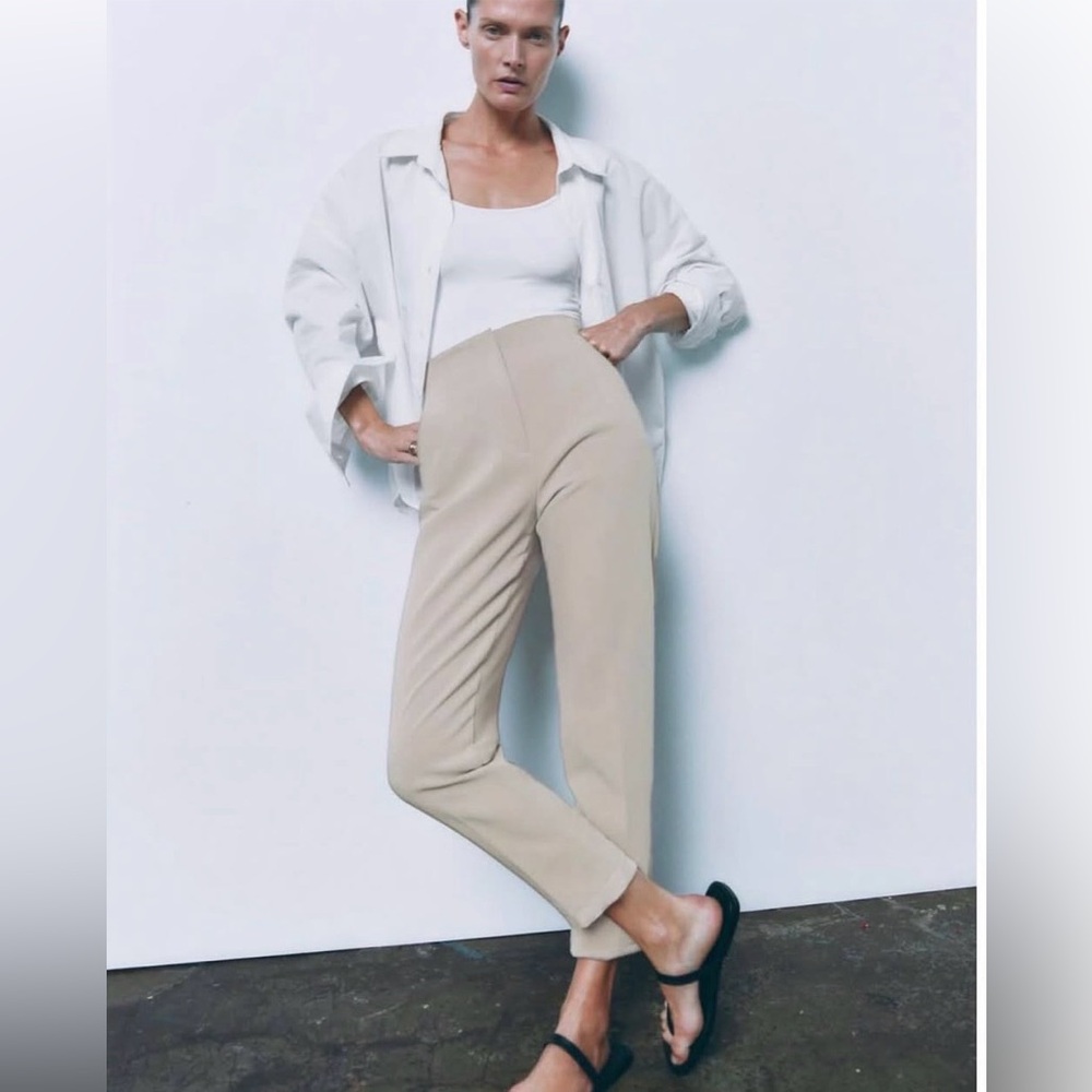 Zara Cream High Waisted Pants.